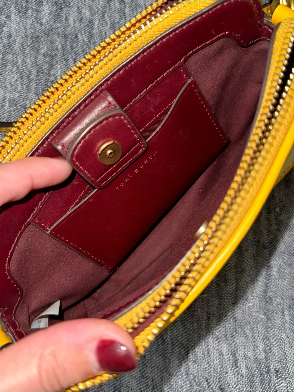 Tory Burch T Monogram Mini Yellow Tan Jacquard Crossbody